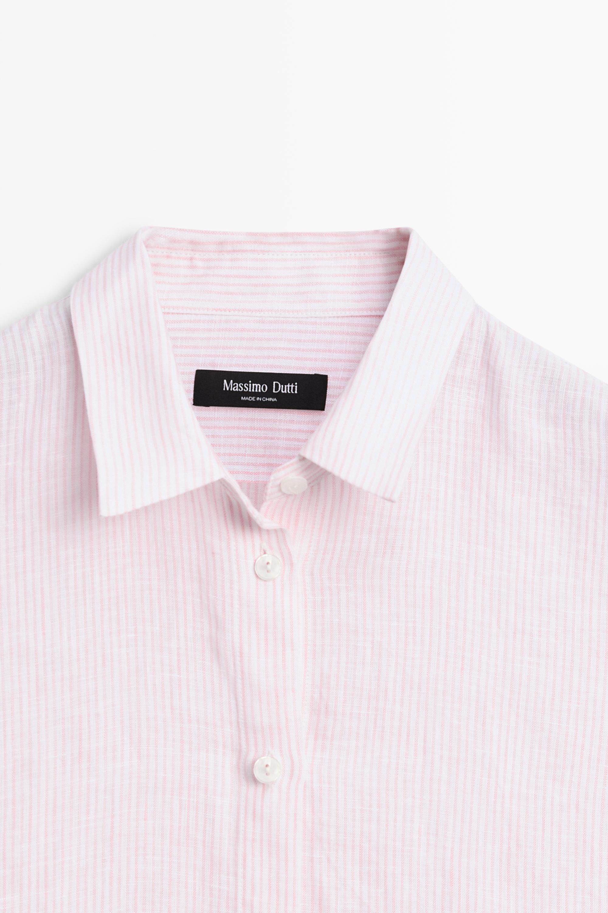 100% linen shirt with striped details